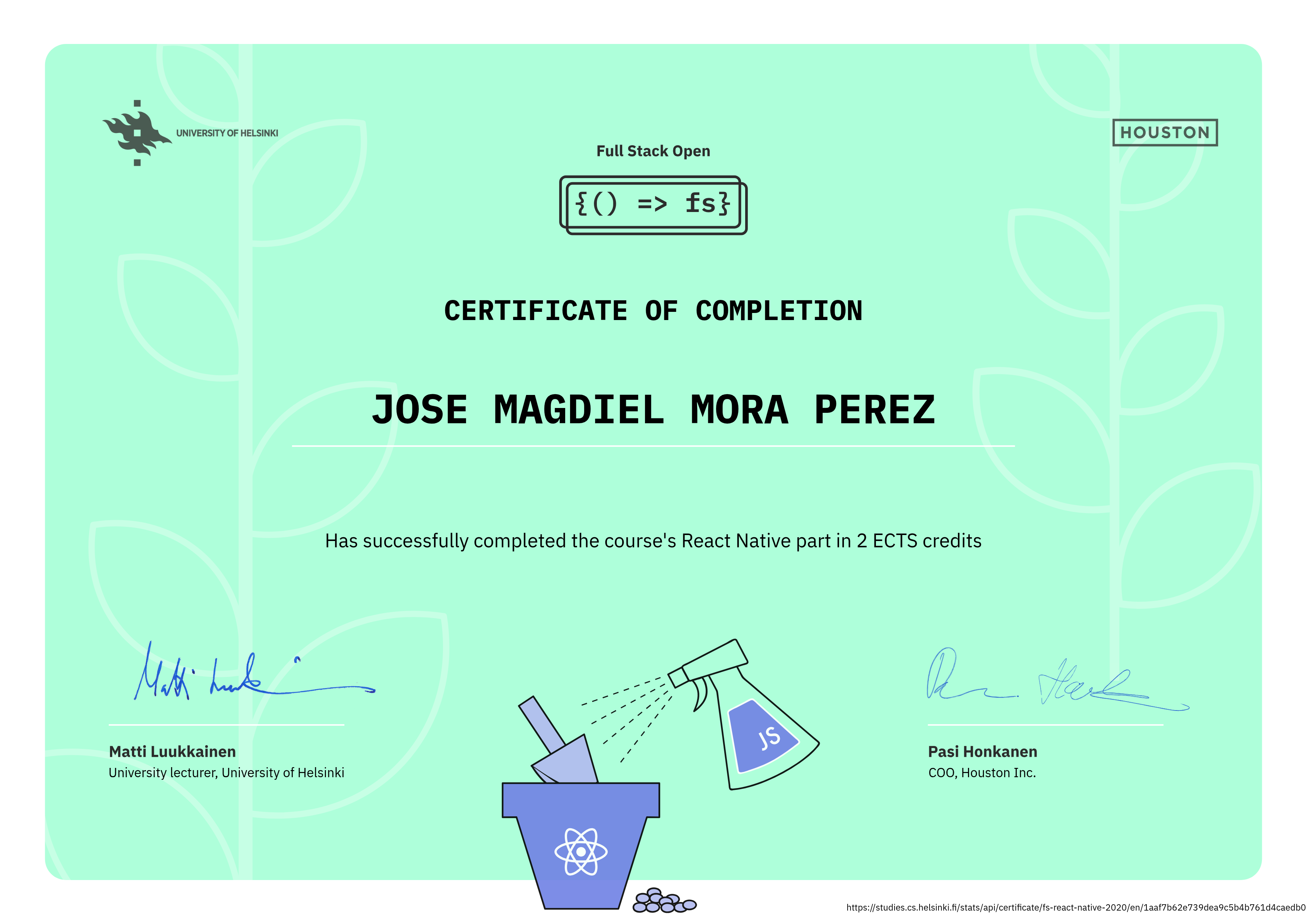 Certificado React Native